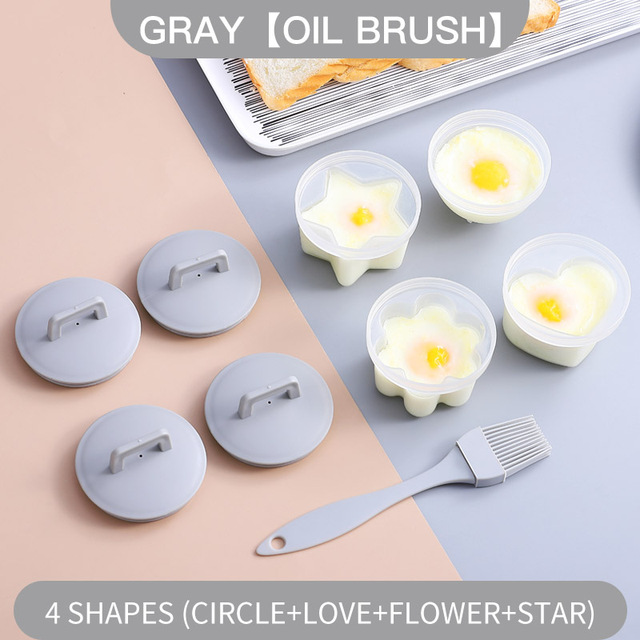 4 Pcs/Set Cute Egg Cooker Tools With Brush Plastic Egg Boiler Poacher For Kid Baking Egg Mold Maker Kitchen Accessories