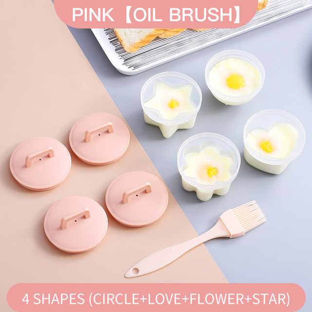 4 Pcs/Set Cute Egg Cooker Tools With Brush Plastic Egg Boiler Poacher For Kid Baking Egg Mold Maker Kitchen Accessories