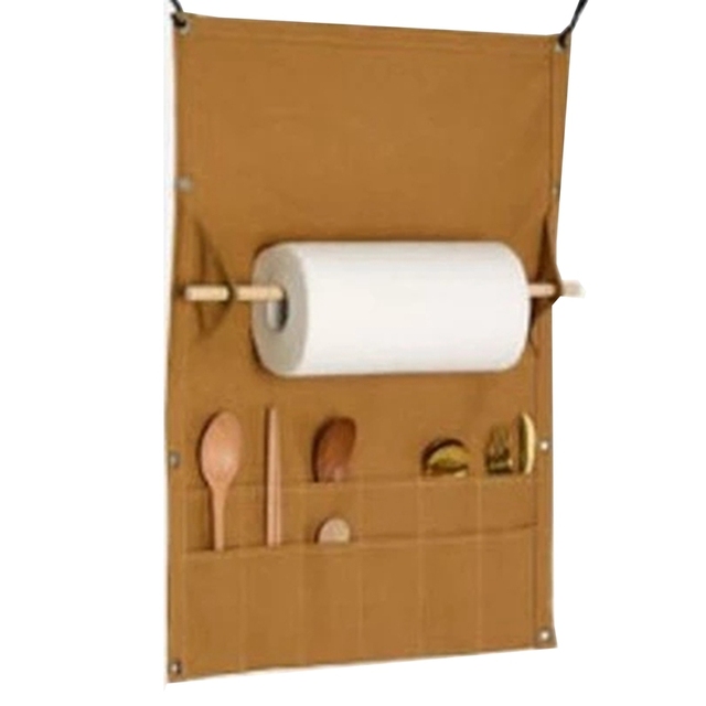 Portable Canvas Tableware Storage Bag Wall-Mounted Tissue