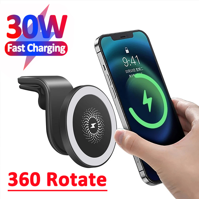 New 30W Magnetic Car Wireless Charger Air Vent Holder for Mag IPhone 12 13 Pro Max Mini Magnet Qi Fast Car Charging Phone Stand