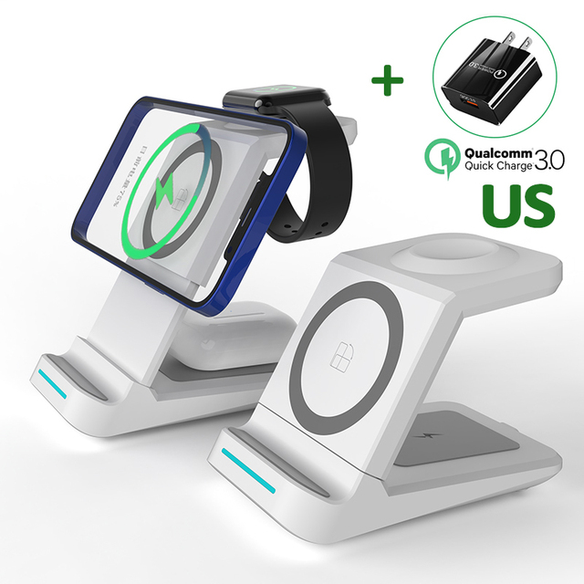 30W Magnetic Wireless Charger Stand For IPhone 13 12 11 XR 8 Apple Watch 3 In 1 Qi Fast Charging Dock for Airpods Pro IWatch 7 6