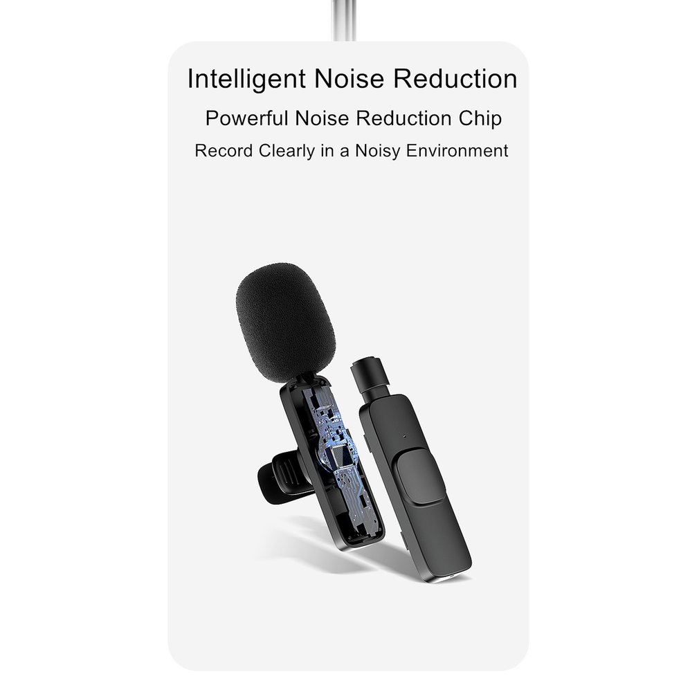 Wireless Lavalier Microphone Noise Reduction Hands-free Clip-on Lapel Mini Condenser Mic For Smartphone Laptop