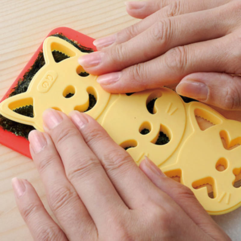 Japanese Style Sushi Nori Rice Mold Set Cooking Tools Cute Smile Cat Bento Maker Cutter Portable Kitchen Gadgets 1 Set