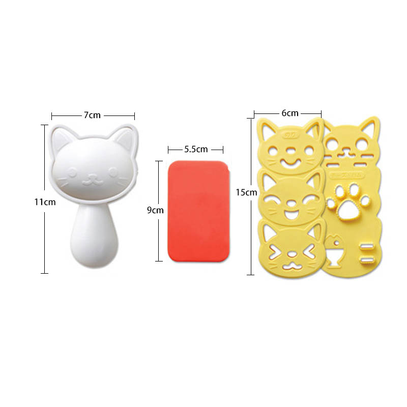 Japanese Style Sushi Nori Rice Mold Set Cooking Tools Cute Smile Cat Bento Maker Cutter Portable Kitchen Gadgets 1 Set