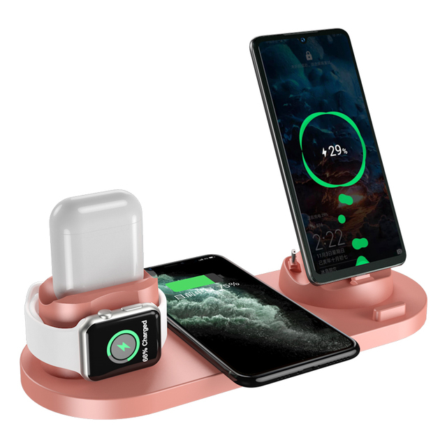 30W 6 in 1 Qi Wireless Charger Stand For iPhone 13 12 11 XS XR 8 Fast Charging Dock Station for Airpods Pro Apple Watch iWatch 7