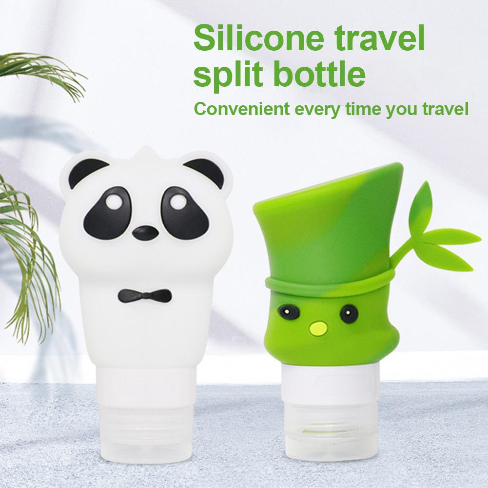 2Pcs Cute Shape 60ml Bamboo 90ml Panda Travel Shampoo Gel Lotion Storage Bottle Leakproof Silicone Cosmetic Refill Container Bathroom Products