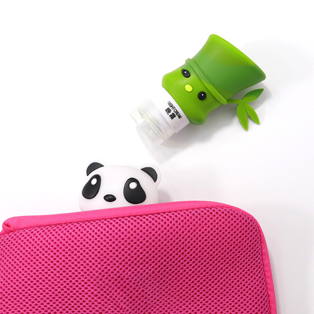 2Pcs Cute Shape 60ml Bamboo 90ml Panda Travel Shampoo Gel Lotion Storage Bottle Leakproof Silicone Cosmetic Refill Container Bathroom Products