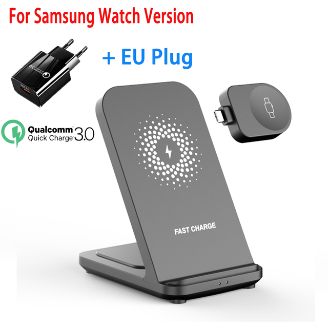 30W Wireless Charger Stand For Samsung Galaxy Watch 4 Active 2/1 3 IN 1 Qi Fast Charging Dock Station For iPhone Samsung S21/S20