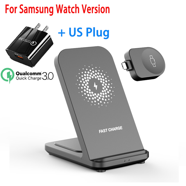 30W Wireless Charger Stand For Samsung Galaxy Watch 4 Active 2/1 3 IN 1 Qi Fast Charging Dock Station For iPhone Samsung S21/S20