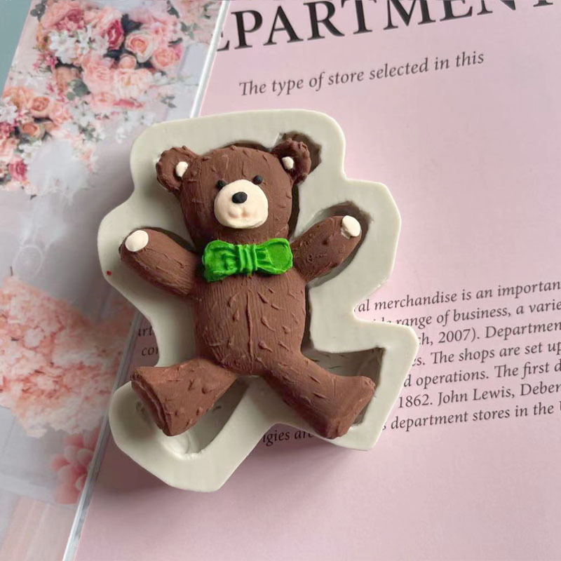 2PCS Bear Shape Silicone Mold Fudge Cake Decorative Biscuit Making Chocolate Paper Cupcake Baking Tools Various Bear Cake Molds Kitchen
