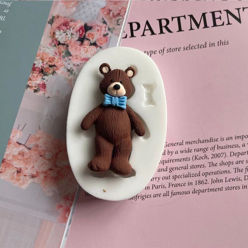 2PCS Bear Shape Silicone Mold Fudge Cake Decorative Biscuit Making Chocolate Paper Cupcake Baking Tools Various Bear Cake Molds Kitchen
