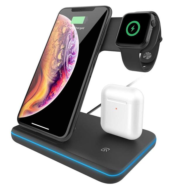 30W Fast  Wireless Charger Stand For iPhone 13 12 11 XS XR X 8 3 in 1 Charging Dock Station for Apple Watch 7 6 SE Airpods Pro