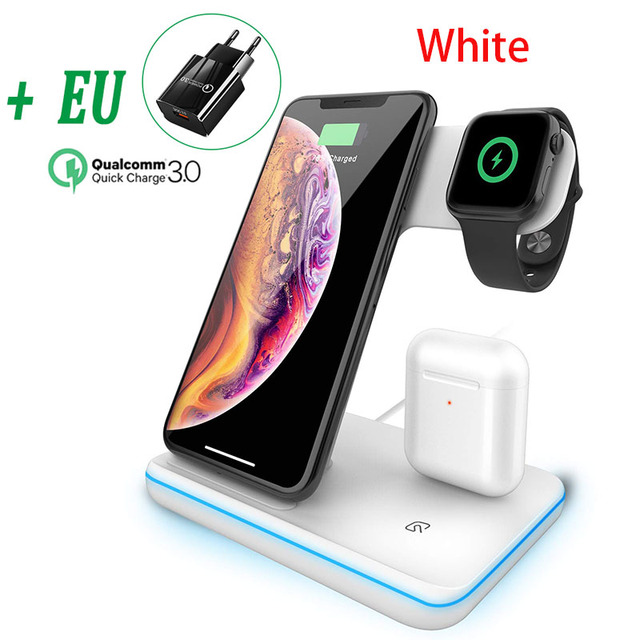 30W Fast  Wireless Charger Stand For iPhone 13 12 11 XS XR X 8 3 in 1 Charging Dock Station for Apple Watch 7 6 SE Airpods Pro