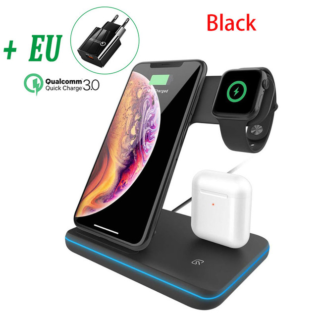 30W Fast  Wireless Charger Stand For iPhone 13 12 11 XS XR X 8 3 in 1 Charging Dock Station for Apple Watch 7 6 SE Airpods Pro