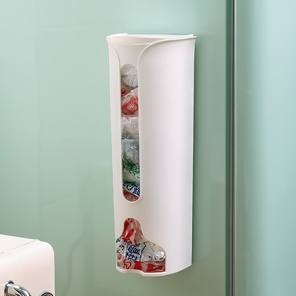 Kitchen Wall-Mounted Plastic Bag Storage Holder Garbage Pouch Saver