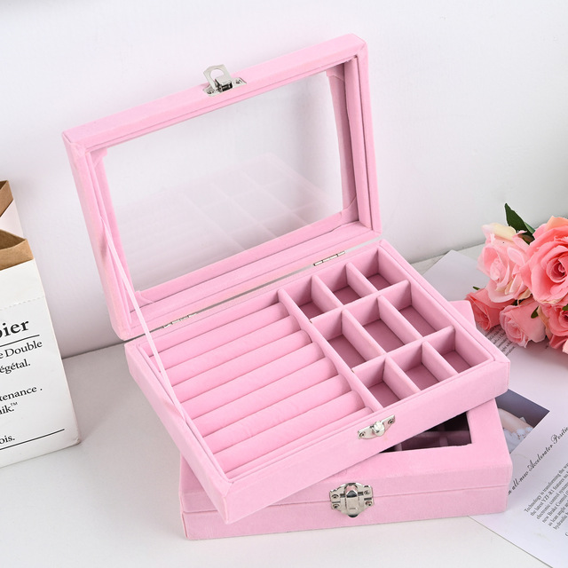Tray Box Showcase Display Storage Holder Necklace Bracelet Organizer Stackable Velvet