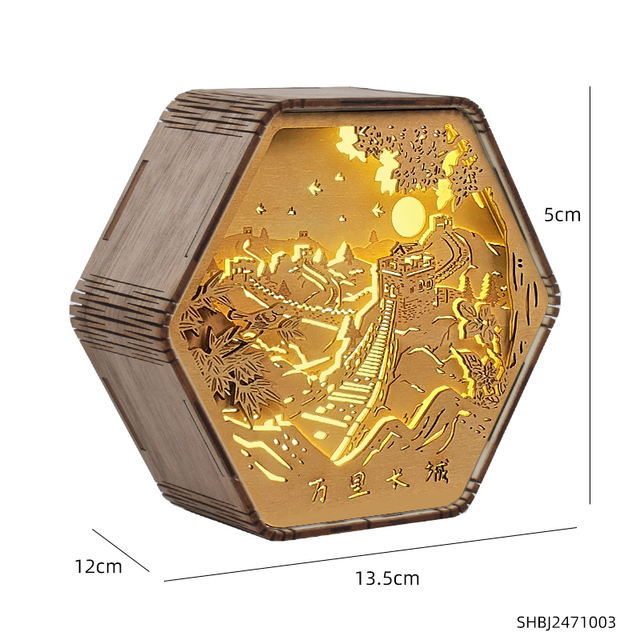 Creative Wood Carving Bedside Lamp Chinese Home Decor Accessories Bedroom Desktop Decoration Ancient Style Wooden Night Light