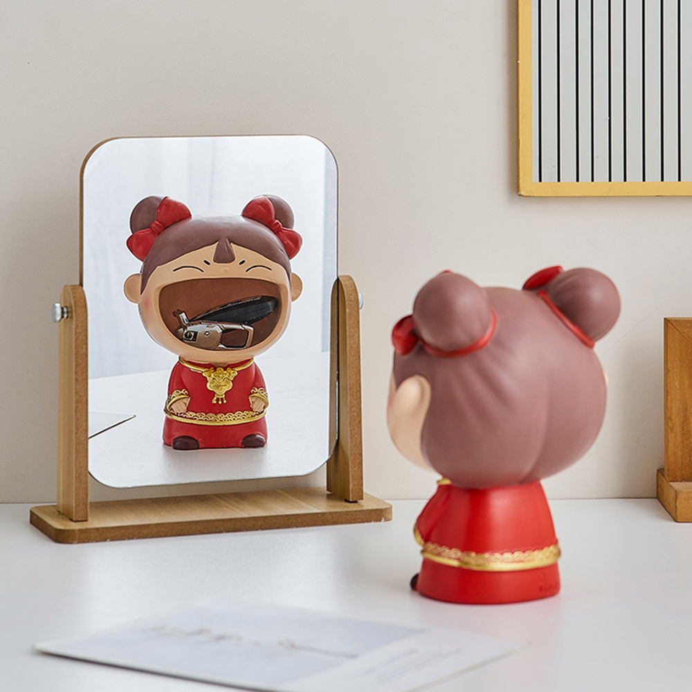 Chinese Style Big Mouth Couple Figurine Home Decoration Creative Storage Decoration Room Desktop Key Debris Storage Box Decor