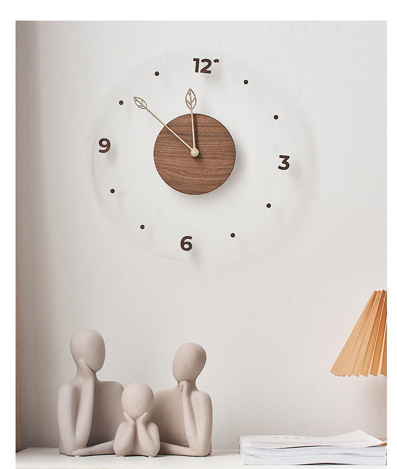 Simple Home Decoration Accessories Solid Wood Pointer Acrylic Clock Nordic Style Bedroom Living Room Creative Wall Clock Gift