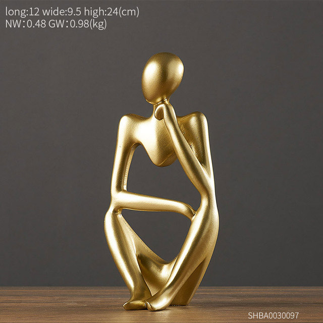 Abstract Thinker Statue Golden Decoration Nordic Home Decor Character Sculpture Living Room Decor Office Desktop Ornament Gift