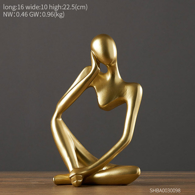 Abstract Thinker Statue Golden Decoration Nordic Home Decor Character Sculpture Living Room Decor Office Desktop Ornament Gift