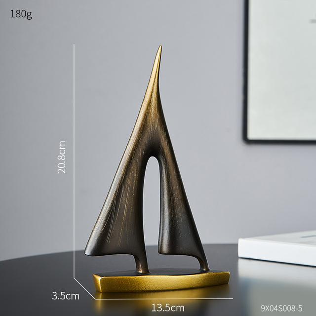 Nordic Style Home Decoration Art Sailing Resin Decoration Bookcase Room Living Room Office Creative Desktop Small Decor Gift