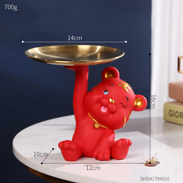 Creative Home Decor Kawaii Tiger Storage Tray Living Room Desktop Tray Cute Tiger Sculpture Interior Decoration Accessories