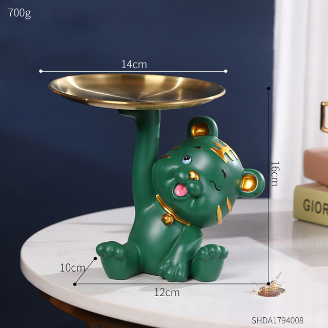 Creative Home Decor Kawaii Tiger Storage Tray Living Room Desktop Tray Cute Tiger Sculpture Interior Decoration Accessories