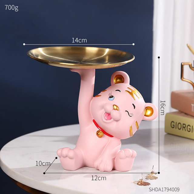 Creative Home Decor Kawaii Tiger Storage Tray Living Room Desktop Tray Cute Tiger Sculpture Interior Decoration Accessories
