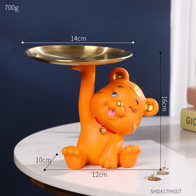 Creative Home Decor Kawaii Tiger Storage Tray Living Room Desktop Tray Cute Tiger Sculpture Interior Decoration Accessories