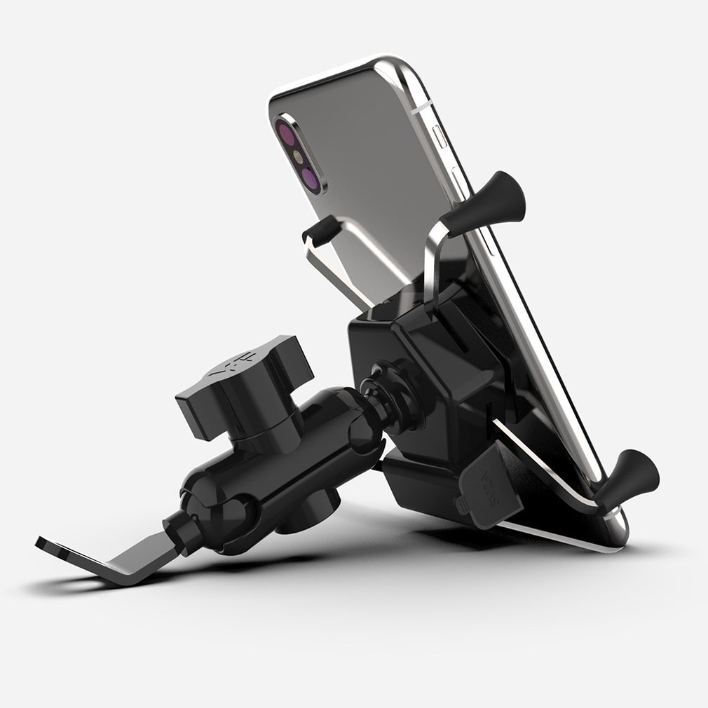 Motorcycle Scooter X-Type Charger Mobile Phone Holder Bracket Black USB Car Charging Source Navigation with Waterproof Switch