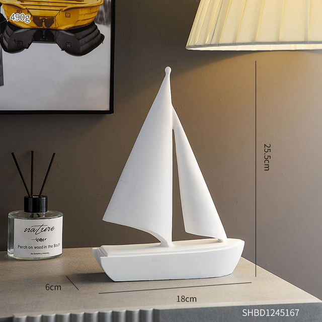 Modern Office Desktop Decoration Resin Sculpture Nordic Home Decor Sailboat Crafts Statue Living Room TV Cabinet Ornaments Gift