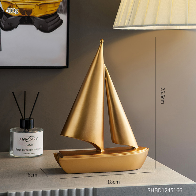 Modern Office Desktop Decoration Resin Sculpture Nordic Home Decor Sailboat Crafts Statue Living Room TV Cabinet Ornaments Gift