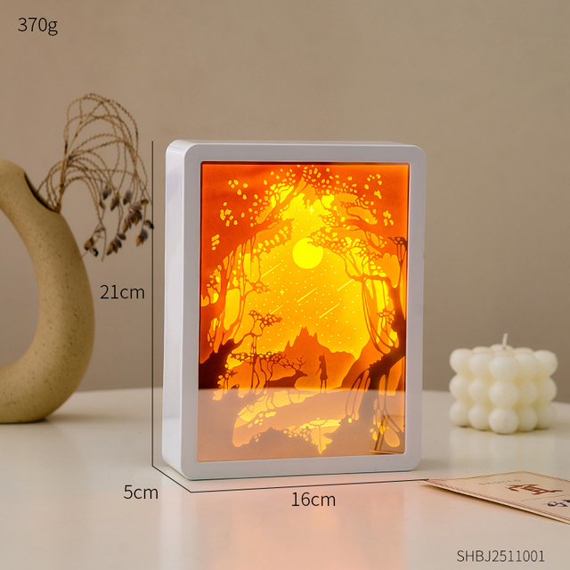 Creative Living Room Decoration Multifunctional Mirror Paper Carving Night Light Bedroom Bedside Lamp Makeup Mirror Home Decor