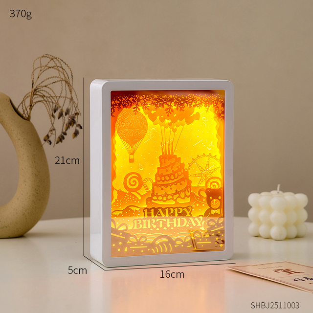 Creative Living Room Decoration Multifunctional Mirror Paper Carving Night Light Bedroom Bedside Lamp Makeup Mirror Home Decor