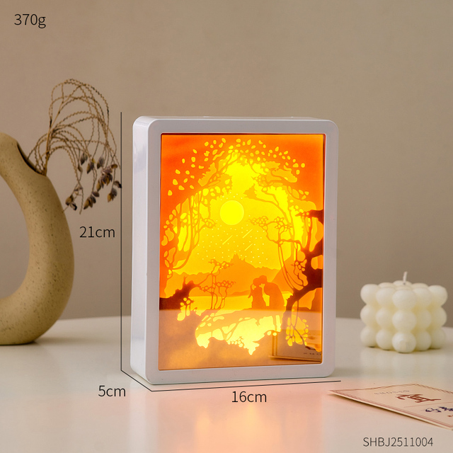 Creative Living Room Decoration Multifunctional Mirror Paper Carving Night Light Bedroom Bedside Lamp Makeup Mirror Home Decor