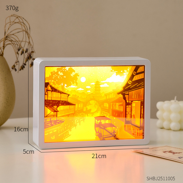 Creative Living Room Decoration Multifunctional Mirror Paper Carving Night Light Bedroom Bedside Lamp Makeup Mirror Home Decor