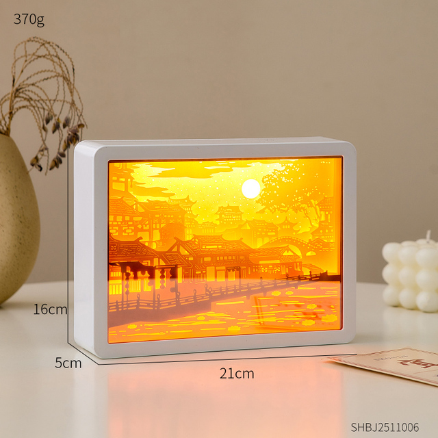 Creative Living Room Decoration Multifunctional Mirror Paper Carving Night Light Bedroom Bedside Lamp Makeup Mirror Home Decor