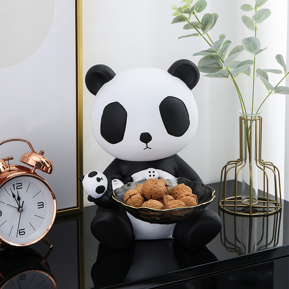 Creative Panda Statues Storage Sculpture Modern Art Home Decoration Living Room Desk Fruit Tray Organizer Bedroom Decor Gifts