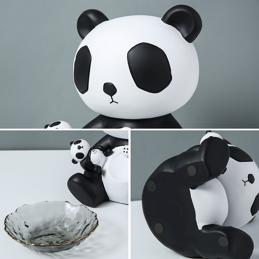 Creative Panda Statues Storage Sculpture Modern Art Home Decoration Living Room Desk Fruit Tray Organizer Bedroom Decor Gifts