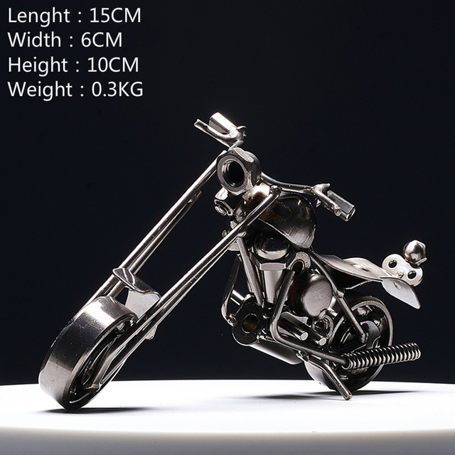 Vintage Motorcycle Model Toy Retro Motorcycle Figurine American Home Decor Metal Decoration Handmade Iron Motorbike Kid Gift toy