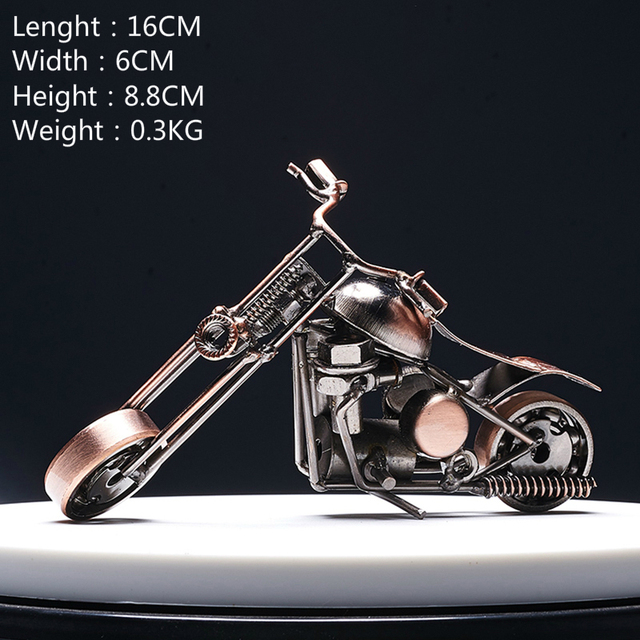 Vintage Motorcycle Model Toy Retro Motorcycle Figurine American Home Decor Metal Decoration Handmade Iron Motorbike Kid Gift toy