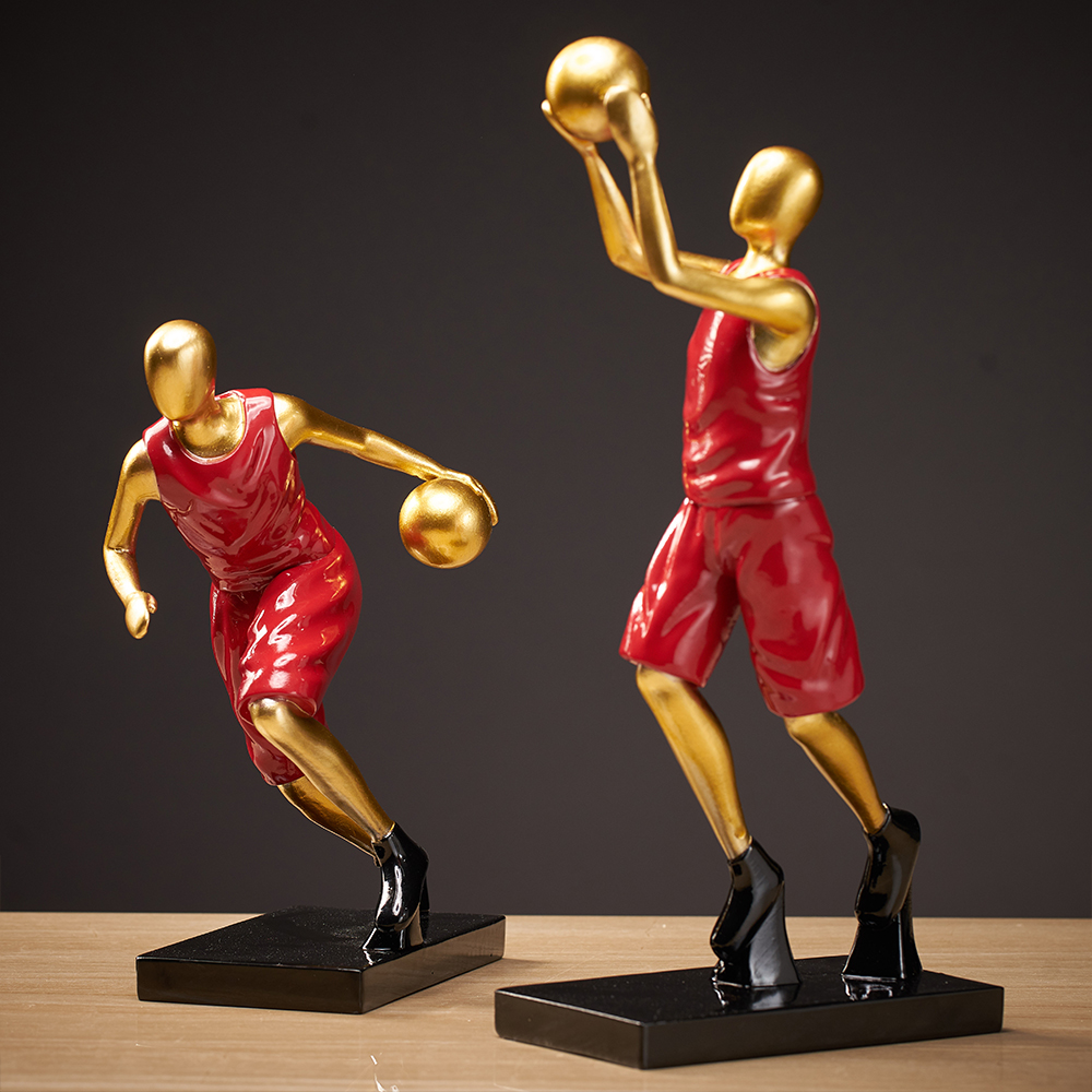 Basketball Player Miniature Sculpture Golden Resin Statue Modern Home Decor Bedroom Boy Living Room Decor Birthday Gifts