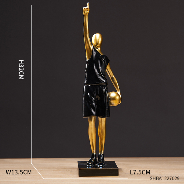 Basketball Player Miniature Sculpture Golden Resin Statue Modern Home Decor Bedroom Boy Living Room Decor Birthday Gifts