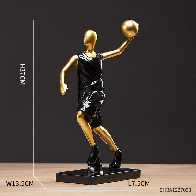 Basketball Player Miniature Sculpture Golden Resin Statue Modern Home Decor Bedroom Boy Living Room Decor Birthday Gifts