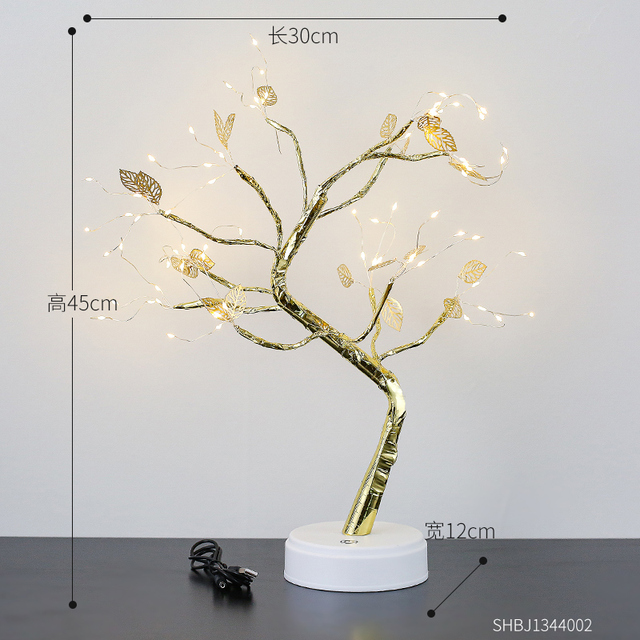 Mini Artificial Christmas Tree Led Fairy Night Light Table Lamp Copper Wire Garland Lamp Home Decor Christmas Holiday Light Gift