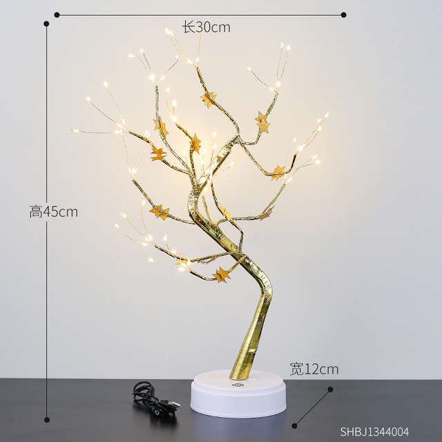 Mini Artificial Christmas Tree Led Fairy Night Light Table Lamp Copper Wire Garland Lamp Home Decor Christmas Holiday Light Gift