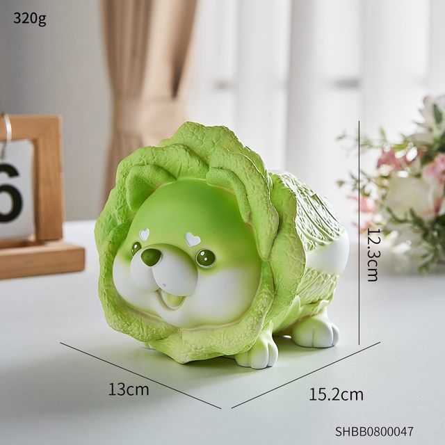 Kawaii Home Decoration Cabbage Shiba Inu Dog Cute Vegetable Animal Sculpture Modern Desktop Toy Creative Ornament Craft Gift