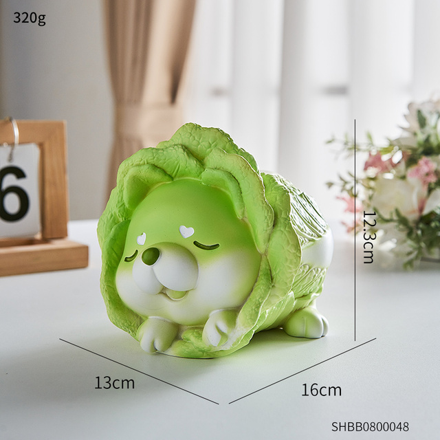 Kawaii Home Decoration Cabbage Shiba Inu Dog Cute Vegetable Animal Sculpture Modern Desktop Toy Creative Ornament Craft Gift