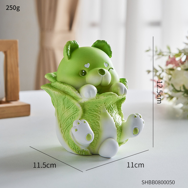 Kawaii Home Decoration Cabbage Shiba Inu Dog Cute Vegetable Animal Sculpture Modern Desktop Toy Creative Ornament Craft Gift